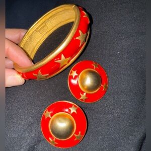 Vintage Ann Taylor Red and Gold Star Jewelry Set